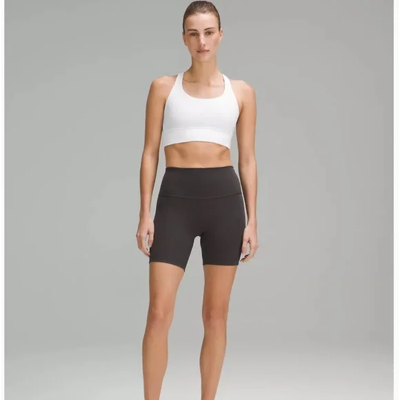 Size 8 White Lululemon Energy Longline Bra Medium Support - Picture 2 of 6